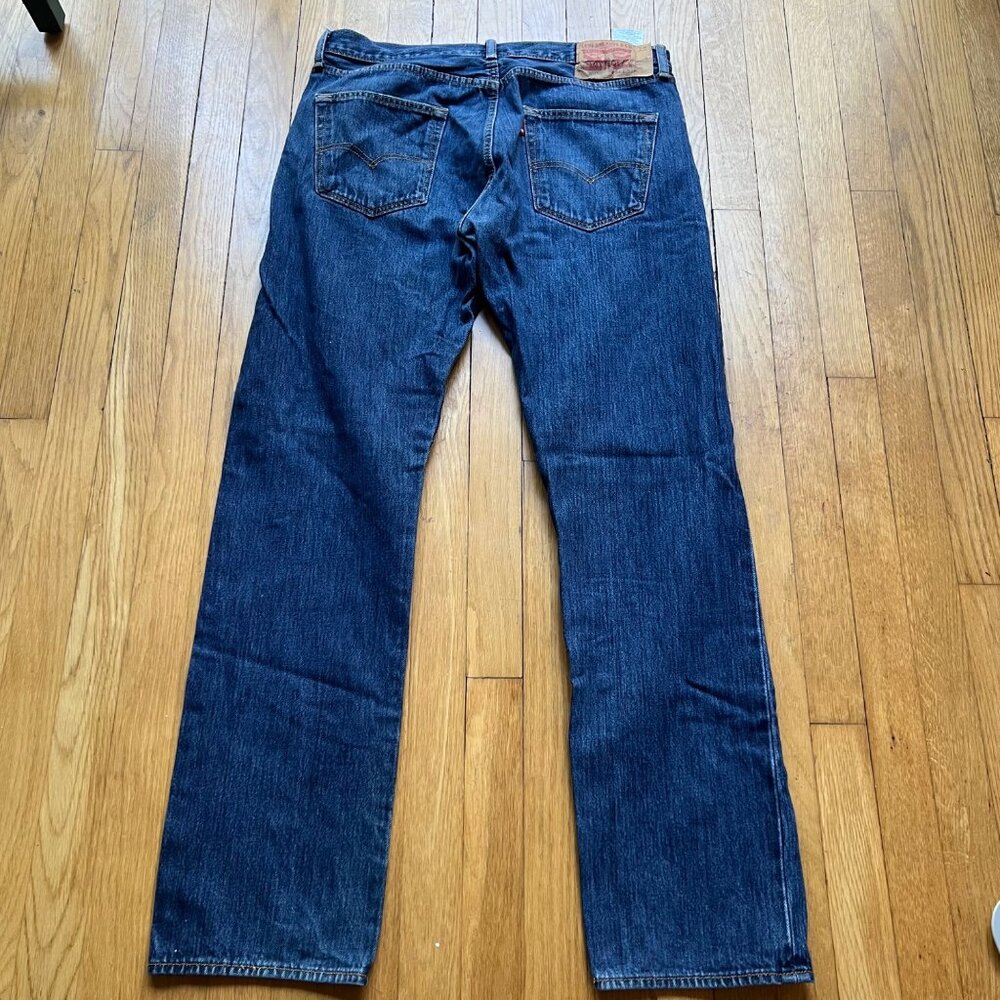 Vintage Levi's Mens W34 L34 Blue 501 Original Fit Button Fly Denim Jeans - Picture 14 of 16